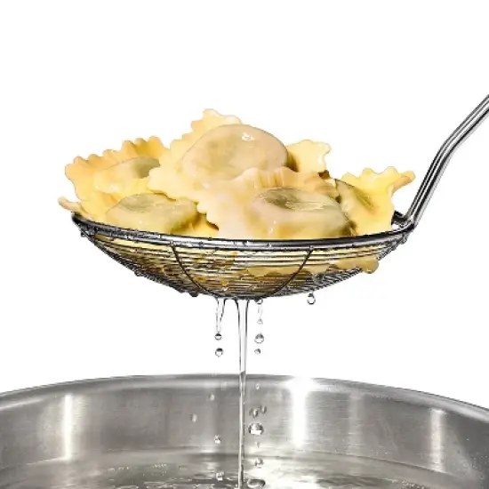 OXO Stainless Steel Scoop and Strain Skimmer Black: Dishwasher-Safe Skimmer Spoon, 14.6" Length, 5.4" Head Diameter image {4}