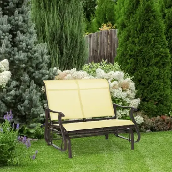 Dexmalle Beige Patio Glider Bench with Powder Coated Steel Frame image {1}