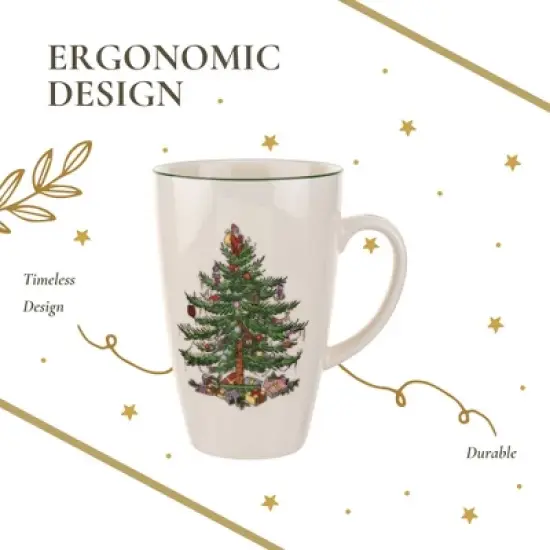 Spode Christmas Tree Latte Mug - 22 Oz Holiday Coffee Cup for Tea, Hot Cocoa, and More - Dishwasher & Microwave Safe Fine Earthenware Mug image {5}