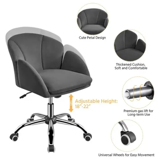 Yaheetech Modern Swivel Rolling Desk Chair with Armrests for Home Office image {3}