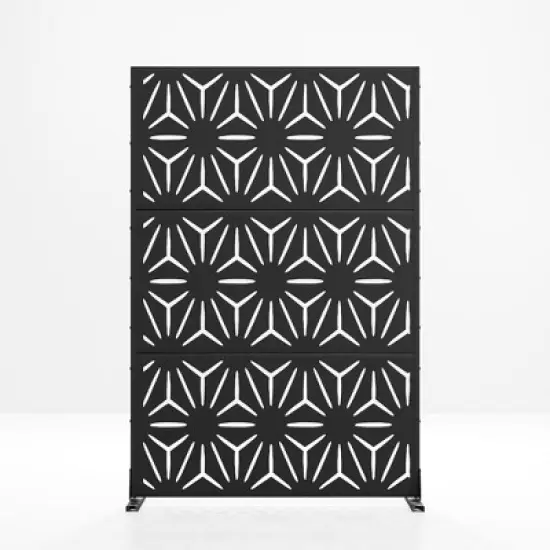 PexFix 72 x 47 Inches Premium Outdoor Metal Privacy Screen Garden Fence with Elegant Stars Pattern in Sleek Black for Gardens Patio Deck Yard image {13}
