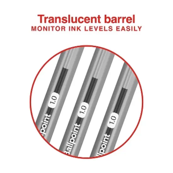 Staples Ballpoint Pen Medium Point 1.0mm Black Ink 60/Pack (ST52862) image {4}