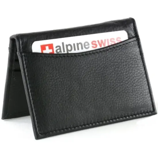 Alpine Swiss Thin Front Pocket Wallet Business Card Case 2 ID Window 6 Card Slot image {2}