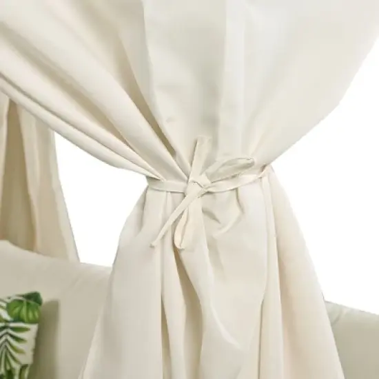 Modern Outdoor Patio Sunbed with Curtains for Multiple Scenarios, 2-Seater Padded Chaise Lounges 4M - ModernLuxe image {6}