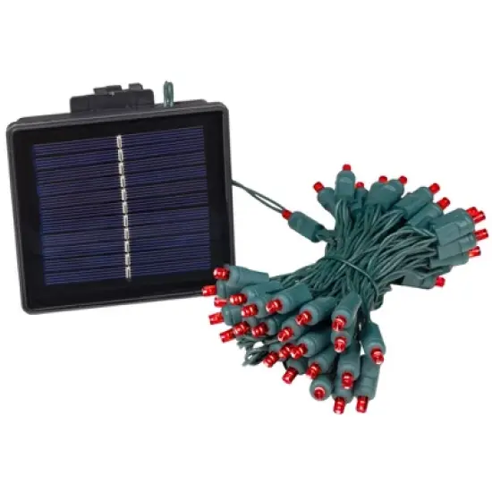 Novelty Lights 50 Light LED Solar Powered String Lights 3" Spacing Green Wire 22.5 Feet image {12}