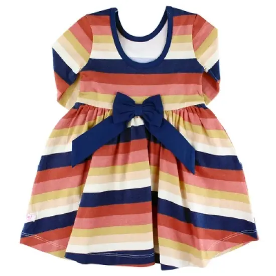 RuffleButts Desert Horizon Stripe Twirl Dress image {1}