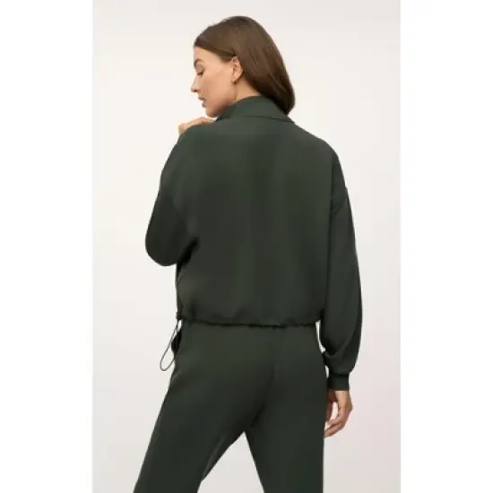 90 Degree By Reflex Womens Softlite Scuba Modal Nadia Half Zip Pullover Crop with Cinched Hem and Taylor Jogger Set image {2}