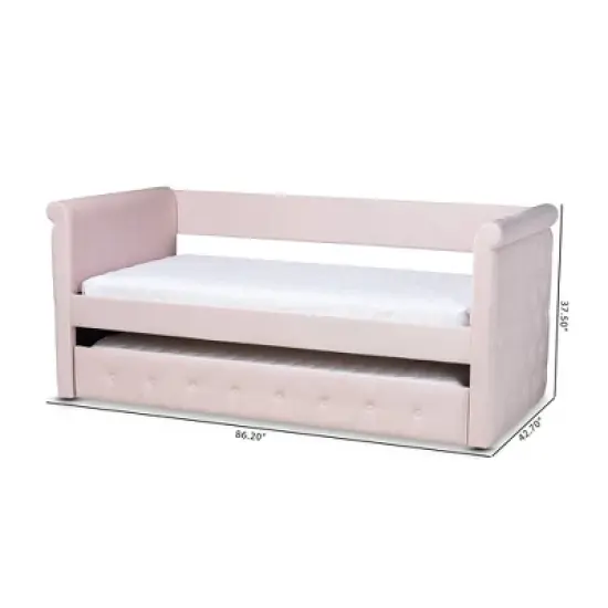 Amaya Velvet Daybed with Trundle - Baxton Studio image {6}