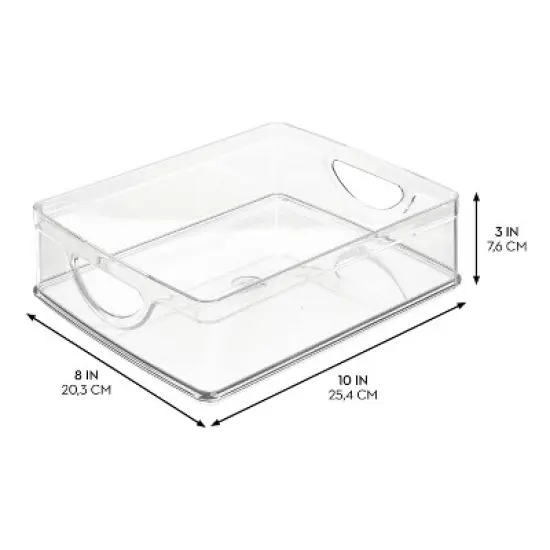 iDESIGN Recycled Plastic Cabinet and Pantry Storage Bin with Integrated Handles Clear Bin: Kitchen Organizer, 10"x8"x3" image {2}
