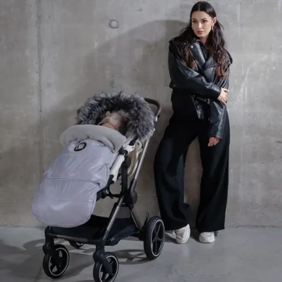 Cover Baby 0-3 Years Organic Premium Gray Wool Adjustable Footmuff in Pastel Dark Gray image {13}