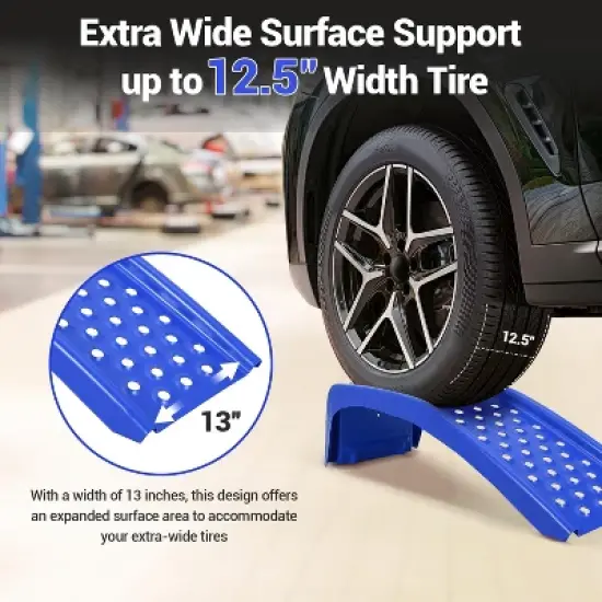 Heavy Duty Car Ramps Set 8000lbs Auto Ramp Solid Steel Ramps (Blue, 36" L x 13" W x 11.8" H) image {4}