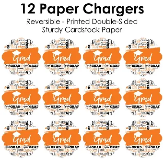 Big Dot of Happiness Orange Grad - Best is Yet to Come - Orange Graduation Party Round Table Decorations - Paper Chargers - Place Setting For 12 image {4}