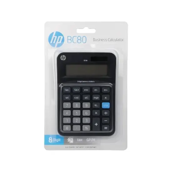 HP BC80 8-Digit Battery/Solar Powered Basic Calculator Black/Gray (91073B) image {2}