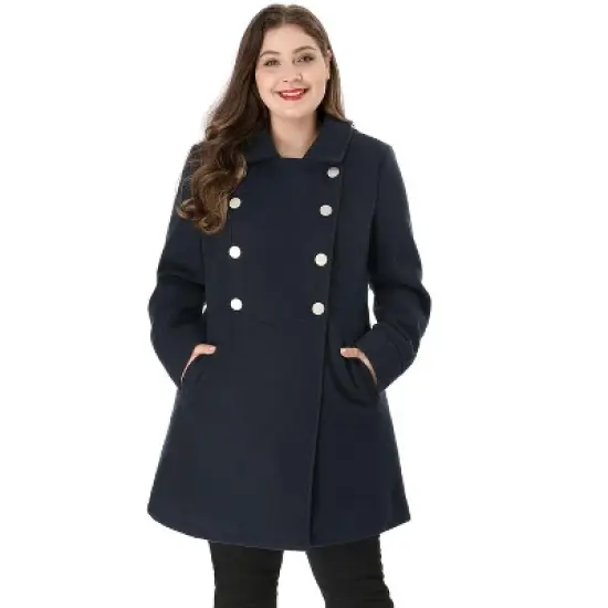 Agnes Orinda Women's Plus Size Winter Fashion Outerwear Double Breasted Warm Overcoats image {1}