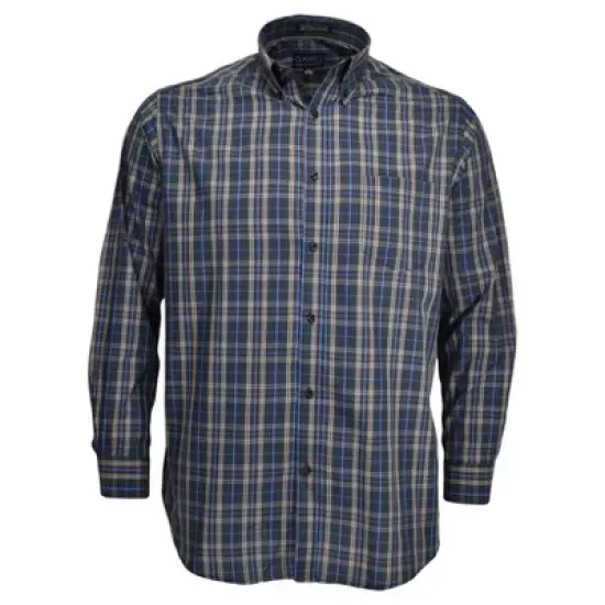 Falcon Bay Men's Long Sleeve Button Down Check Sport Shirt | Black and Tan image {15}