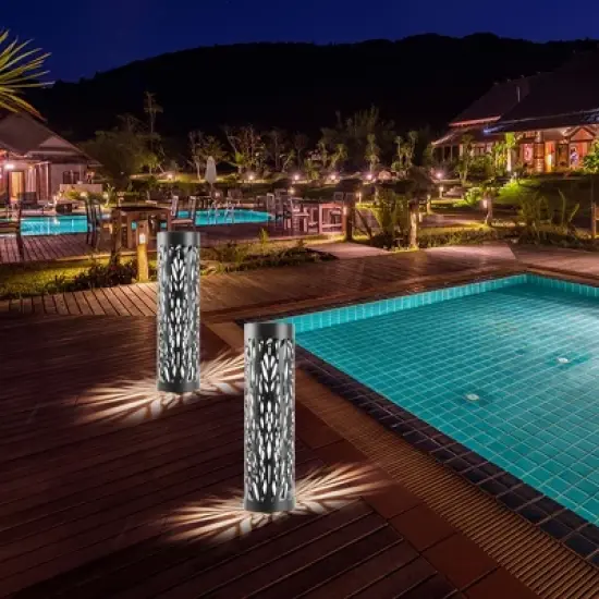 Bell + Howell Black Bollard Pathway Lights Solar Powered - Pack of 4 image {8}