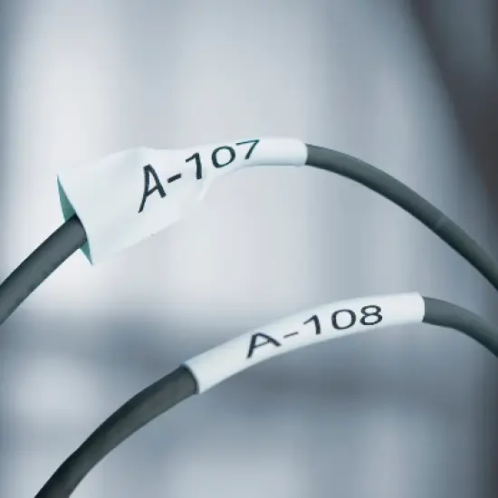 Dymo Rhino Heat Shrink Tubes Industrial Label Tape 3/8" x 5 ft White/Black Print 18053 image {2}