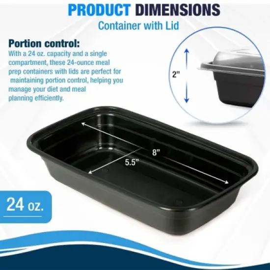 Meal Prep Containers W/Lids -Square Food Storage  BPA-Free Stackable  Microwave  Freezer & Dishwasher Safe  Reusable Lunch Bento Box image {5}