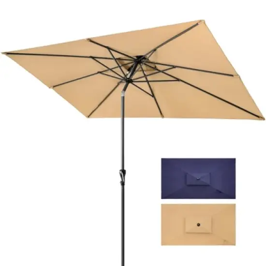 Crestlive Products 9 x 5 FT Double Top Patio Outdoor Umbrella Rectangular Tilting Parasol Waterproof image {15}