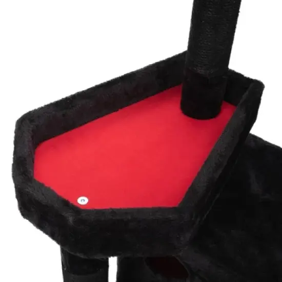 DOMETOUR Gothic Cat Tree with Coffin Bed, 64in Black Cat Tower with Condo, Platform, Sisal Scratching Posts, Perch, Ramp, Toy, Cat House for Indoor image {10}