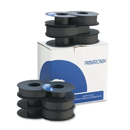 Printronix 107675007 Text Ribbon, Black, 6/Box image {1}
