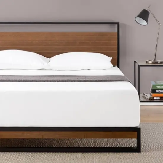 Suzanne Platform Bed with Headboard Black - Zinus image {9}