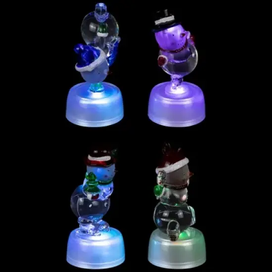 Northlight LED Lighted Color Changing Snowmen Acrylic Christmas Decorations - 4.25" - Set of 4 image {5}