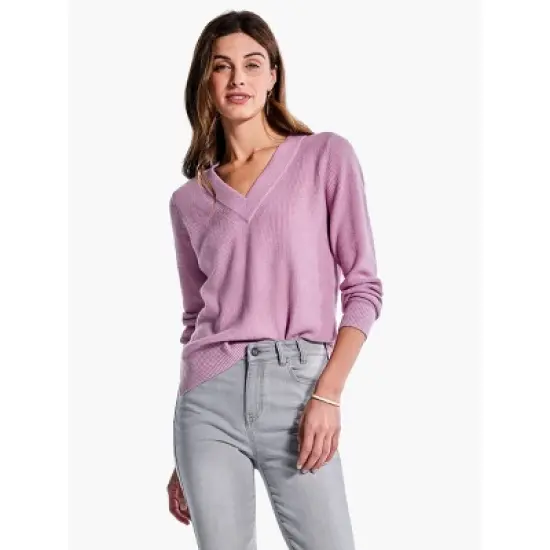 NIC + ZOE Waffle Stitch V-Neck Sweater image {10}