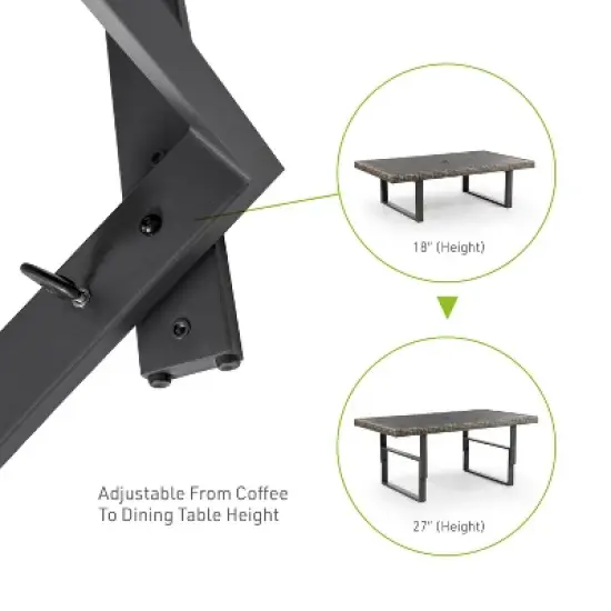 Greemotion 4pc Antigua Outdoor Patio Conversation Furniture Sets with Height Adjustable Table Brown: Modular Sectional, UV Protection image {3}