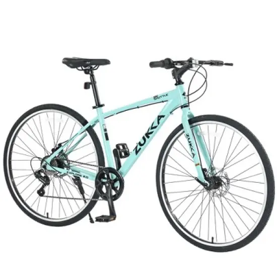7 Speed Hybrid Bike Aluminum Alloy Frame Double Disc Brakes 700C Road Bike For Men Women's City Bicycle image {7}