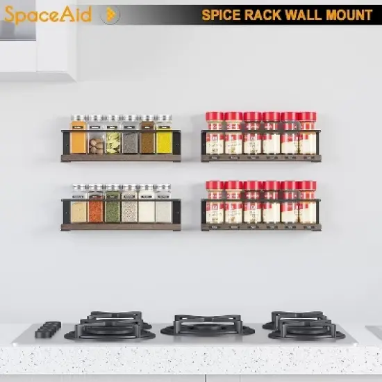 4-Pack Spice Rack Organizer Wall Mount with 415 Labels (no jars included) image {1}