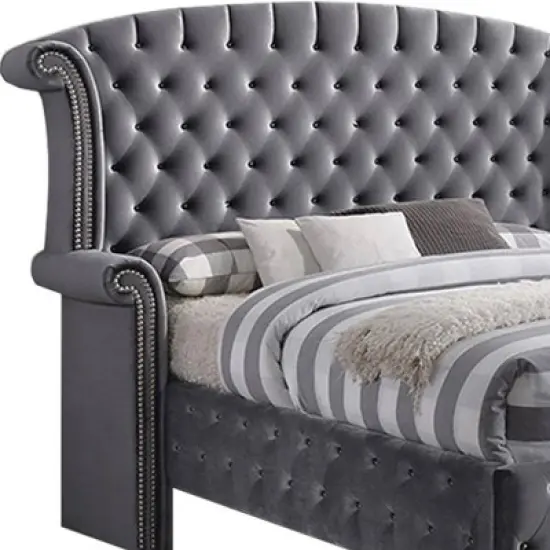 Rebekah Queen Bed Gray Fabric - Acme Furniture image {4}