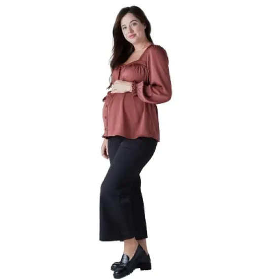 Ingrid & Isabel Maternity Belted Button Front Blouse image {1}