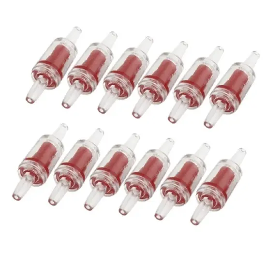 Unique Bargains Aquarium Fish Tank Plastic One Way Non-return Check Valves Red Clear 12 Pcs image {2}