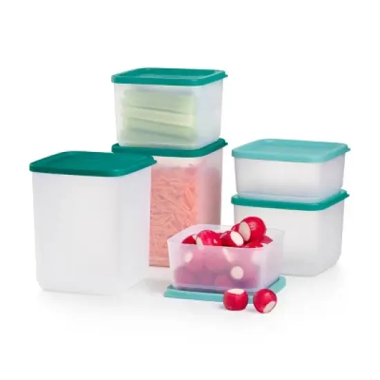 Tupperware 12pc Square Stacking Food Storage Containers with Lids - Green image {1}