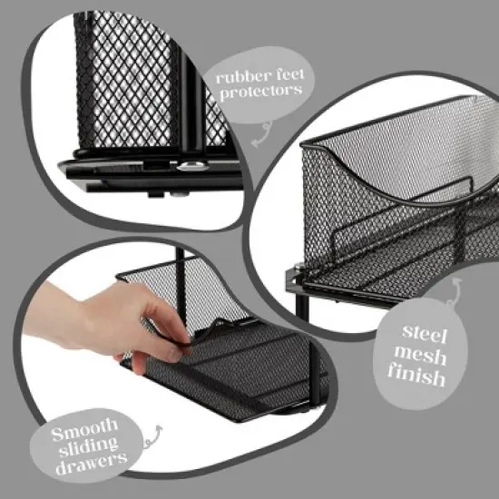Sorbus 2 Pack 2 Tier Baskets with Mesh Sliding Drawers - Ideal Cabinet, Under the Sink, etc - Great for Bathroom, Kitchen, Office, etc. image {4}