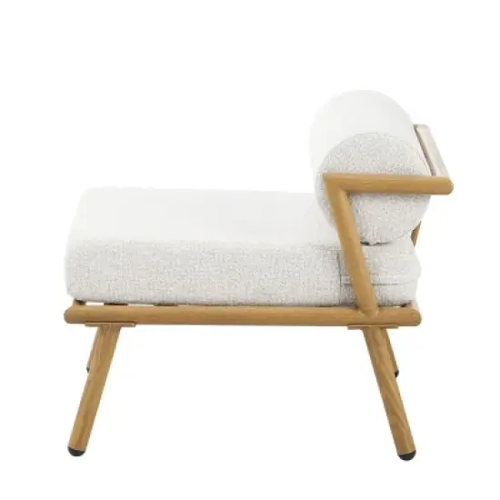 Set of 2 Outdoor Club Chairs Wood Inspired, Lounge Chair with Teak Finished Iron Frame and Cushions-Maison Boucle image {4}