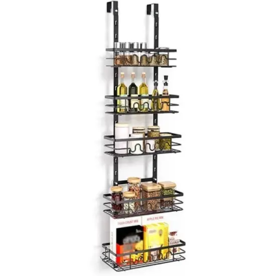 Acekool Over The Door Pantry Organizer &ndash; Heavy-Duty Metal Hanging Spice Rack with Adjustable Shelves for Kitchen & Bathroom Storage image {8}