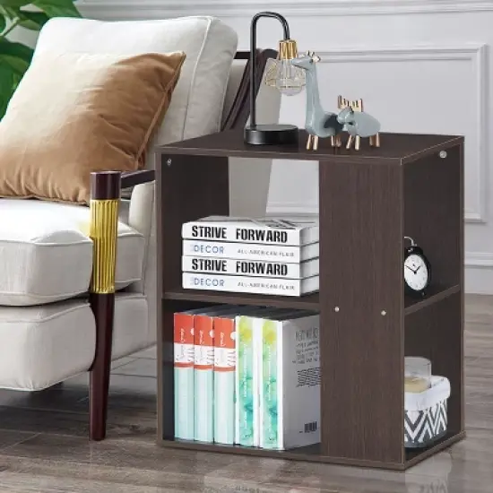 Costway 2-Tier Side End Table Nightstand Bedside Sofa Table w/ Storage Shelves image {3}