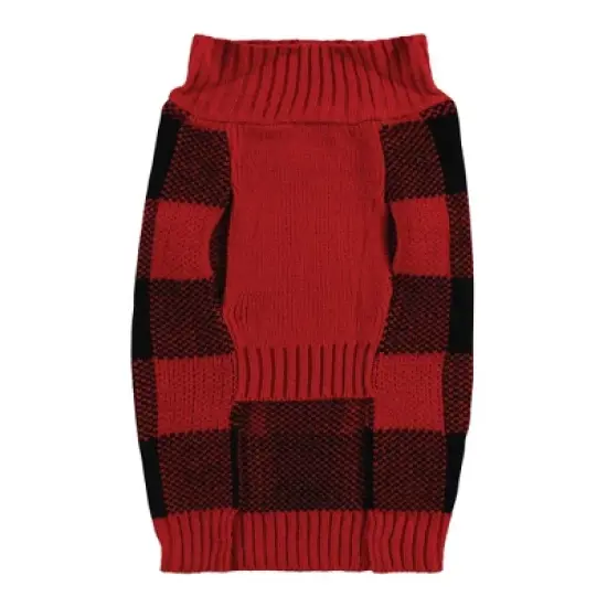 Luvable Friends Dogs and Cats Knit Pet Sweater, Buffalo Plaid image {3}