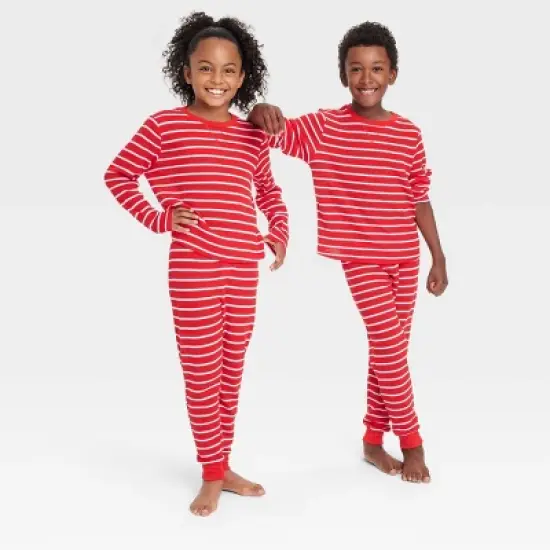 Kids' Striped Matching Family Thermal Pajama Set - Wondershop&trade; Red image {6}