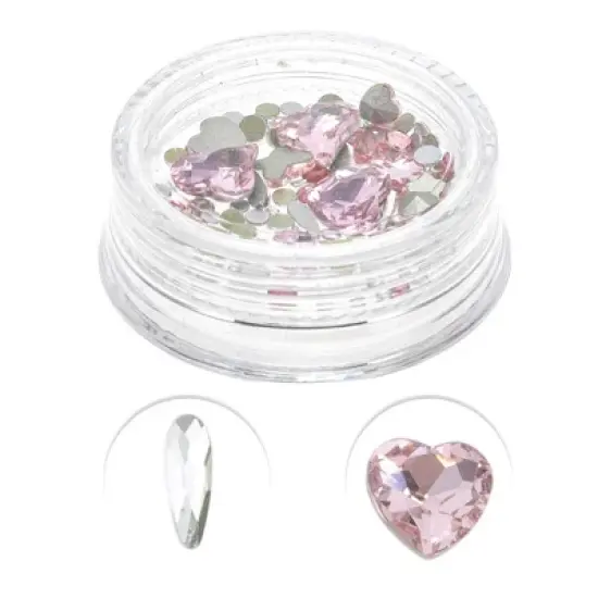 Unique Bargains Women's Elegant Rhinestone Nail Supplies Pink 1 Set image {2}