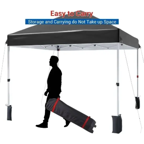 GustoWave Portable Outdoor Pop Up Canopy Tent, Waterproof and UV Protection, Black image {1}