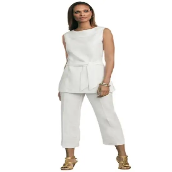 Jessica London Women&rsquo;s Plus Size Linen Blend Capri Set image {3}