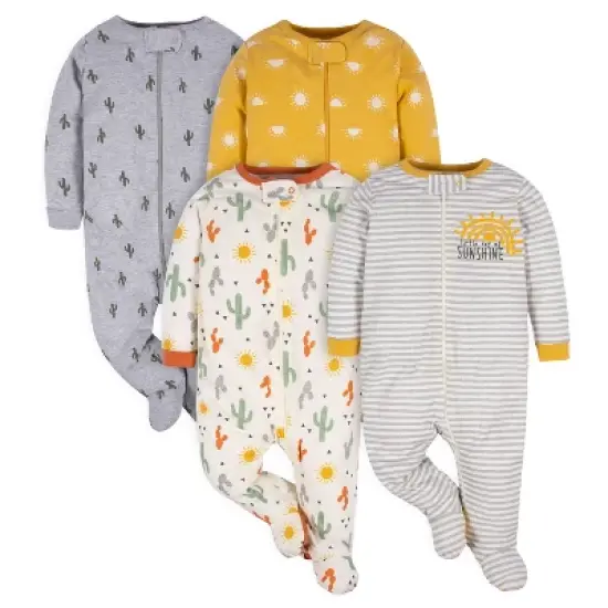 Gerber Baby Long Sleeve Sleep 'N Plays - 4-Pack image {10}
