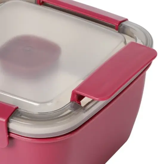 Spice by Tia Mowry Spicy Thyme 6.85in Lunch Box Container with Spork in Dark Pink image {5}