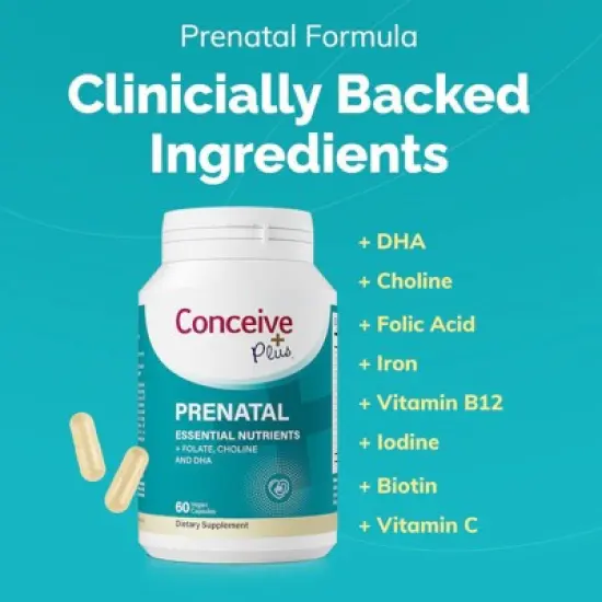 Conceive Plus Prenatal Multivitamin + Choline, DHA, Non GMO - 60ct image {7}