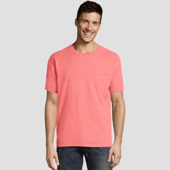 Hanes Men's Short Sleeve 1901 Garment Dyed Pocket T-Shirt image {5}