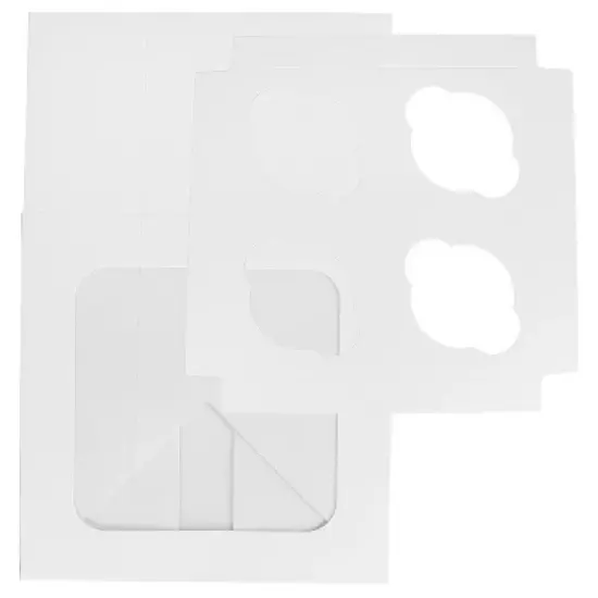 O'Creme White Cupcake Box with Window and Insert, 7" x 7" x 4", Pack of 5 image {1}