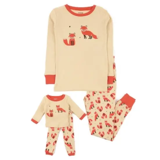 Leveret Girl and Doll Matching Cotton Animal Design Pajamas image {4}